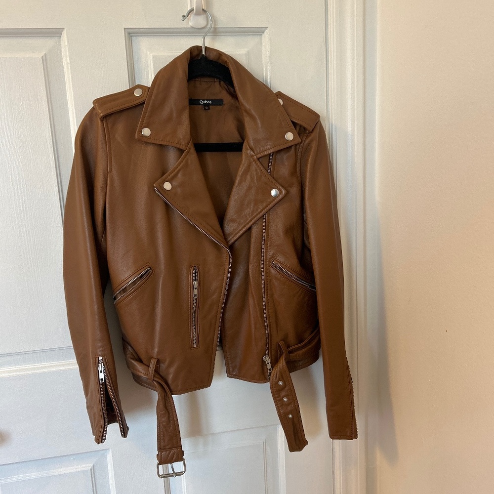 Quince 100% leather jacket in Cognac and size S